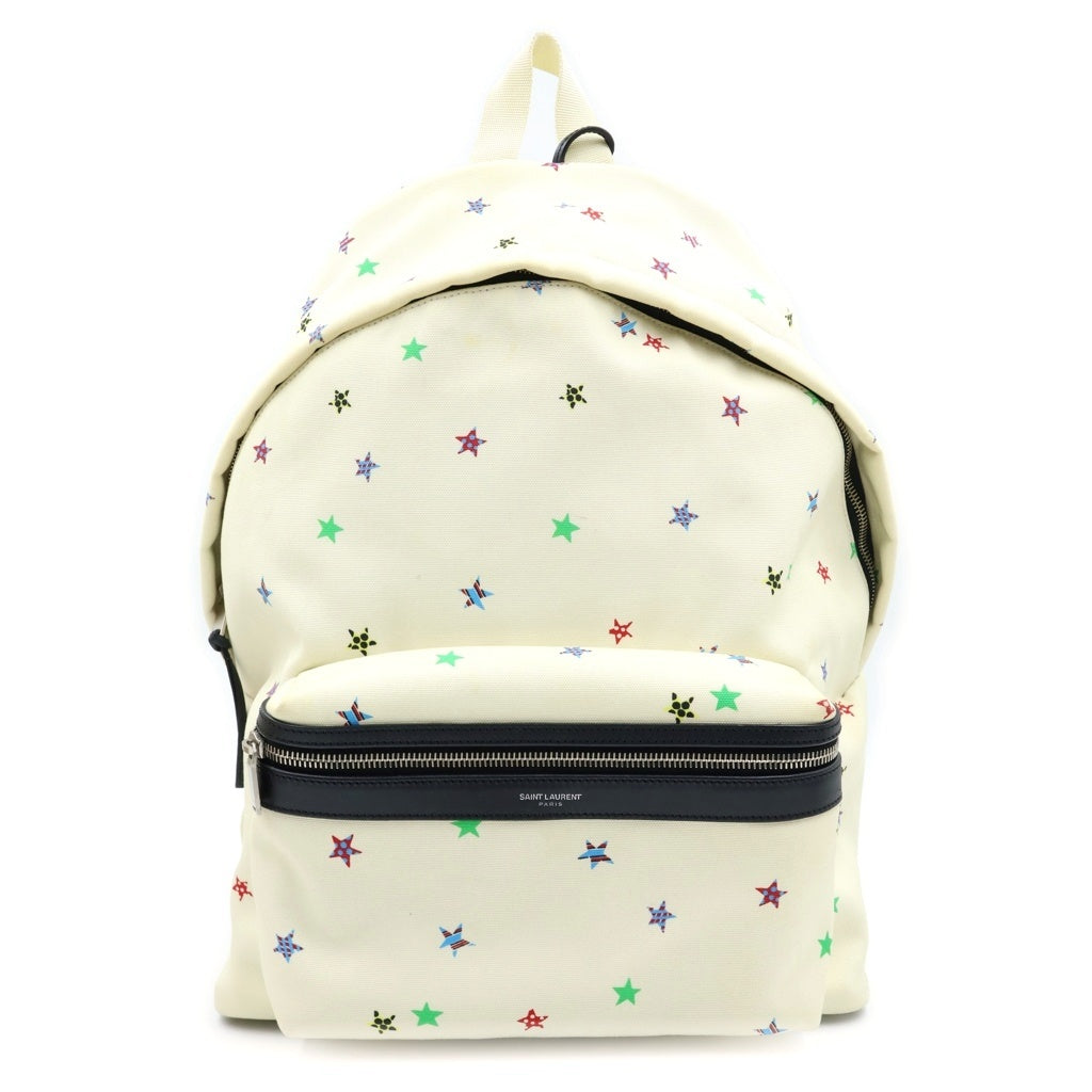SAINT LAURENT PARIS(サンローランパリ) SAC CITY BACKPACK AVEC TAS キャンバス 星柄 シティ バックバック リュックサック ホワイト 534967 98G1F