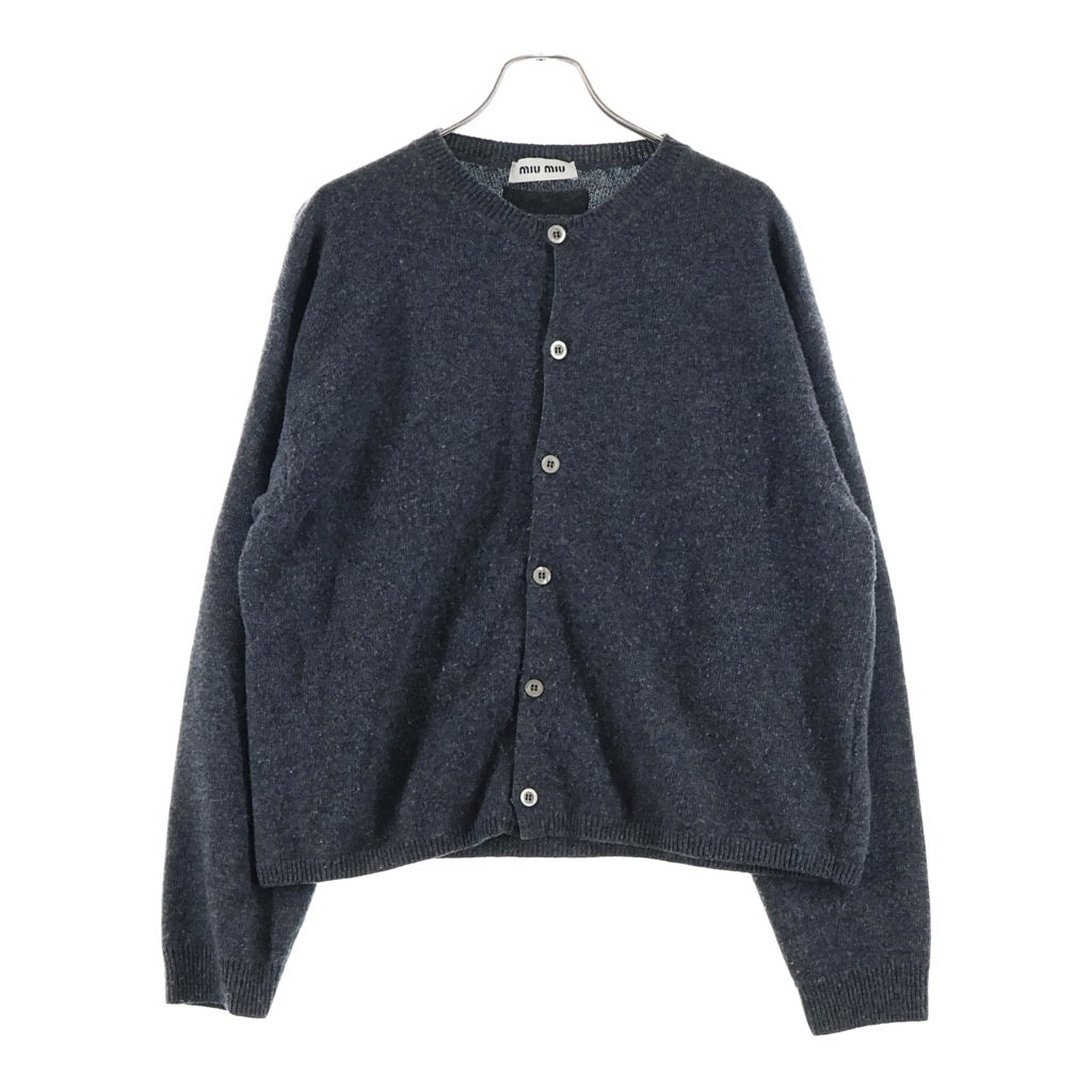 miumiu(ミュウミュウ) 24AW バージンウール クルーネック ニットカーディガン グレー DNA02U
