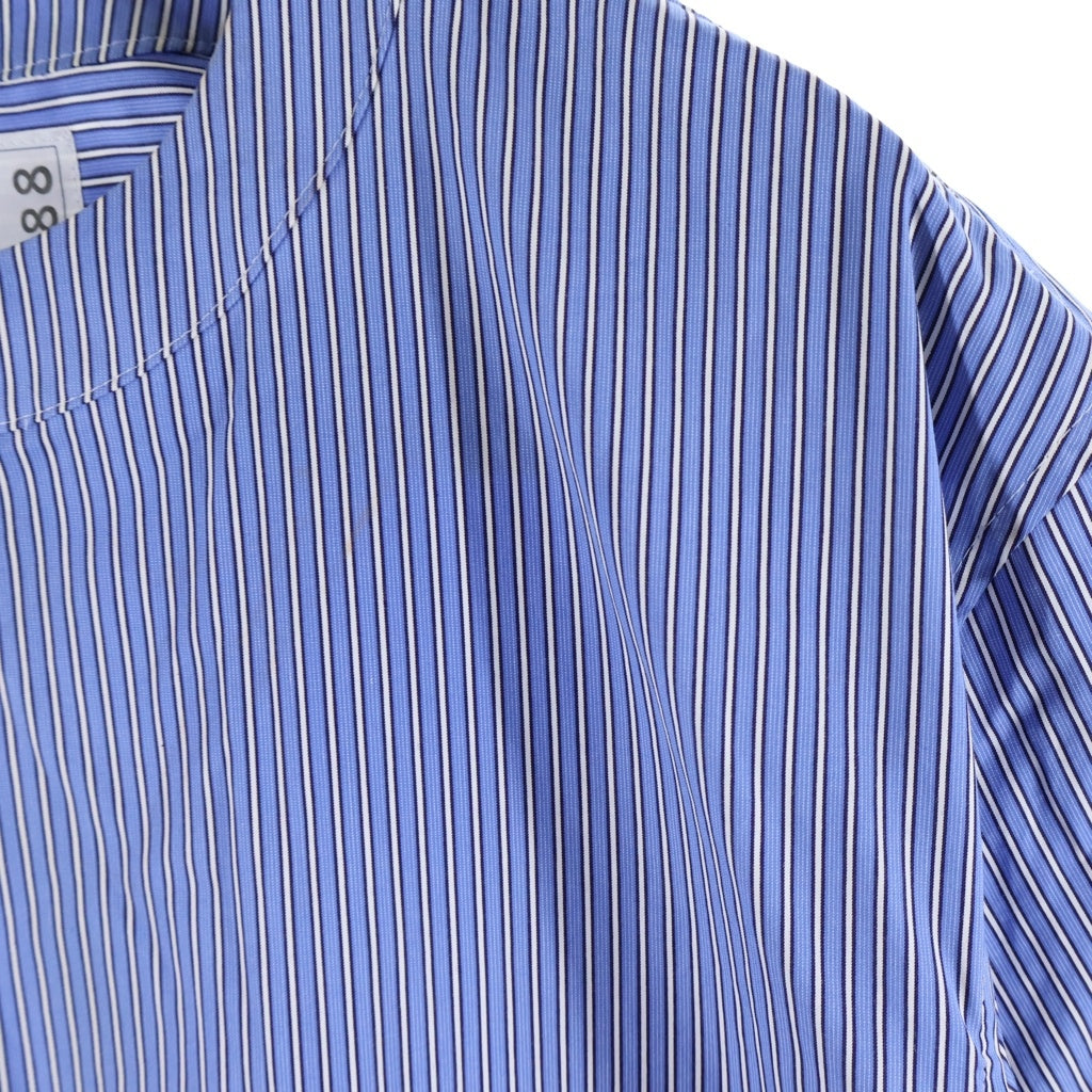 Sacai(サカイ) 25SS Cotton Poplin Pullover コットン ポプリン ストライプ プルオーバー 半袖Tシャツ ライトブルー 25-03688M