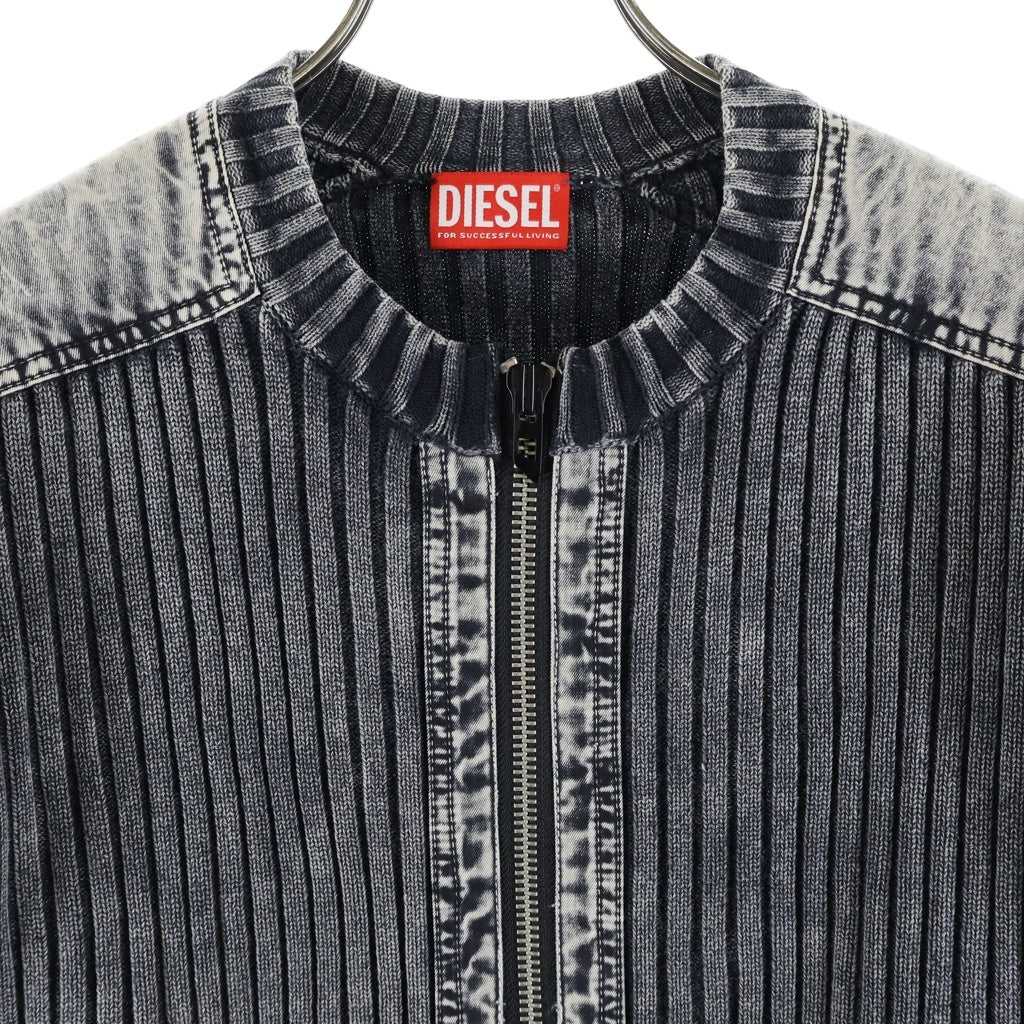 DIESEL(ディーゼル) K-MATTY リブニット ジップアップ カーディガン ブラック A17464