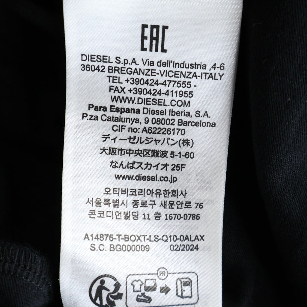 DIESEL(ディーゼル) T-BOXT-LS-Q10 グラフィックプリント パッチワーク ロングスリーブ 長袖Tシャツカットソー ブラック A14876