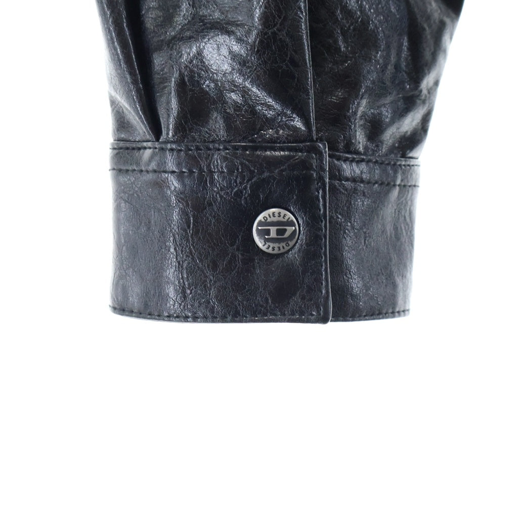 DIESEL(ディーゼル) S-SIMPLY-QMBU フェイクレザー ボタンダウン 長袖シャツ ブラック A20021