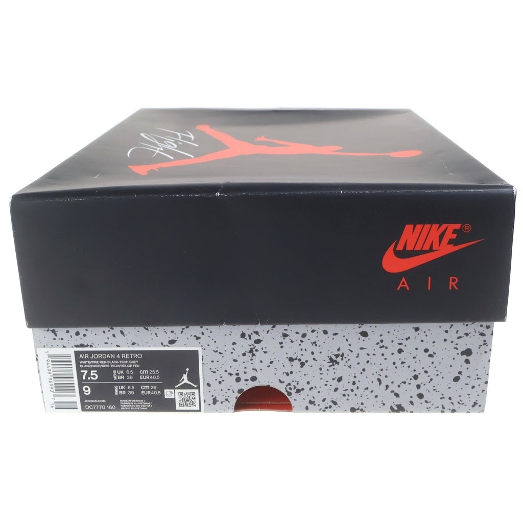 NIKE(ナイキ) AIR JORDAN 4 RETRO OG FIRE RED 2020 DC7770-160 エアジョーダン4 レトロ ハイカットスニーカー ホワイト/レッド US7.5/25.5cm