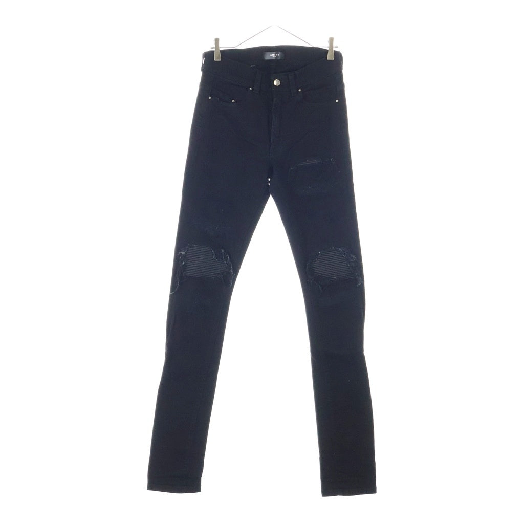 AMIRI(アミリ) ダメージ加工 ストレッチ スリムテーパードパンツ スキニーパンツ ブラック