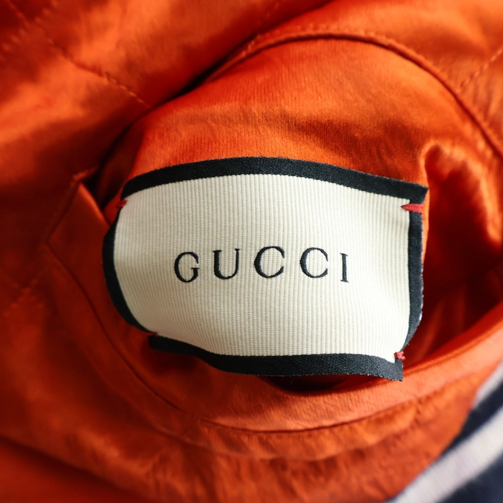 GUCCI(グッチ) 18SS Arm Side Logo Reversible Jacket サテン リバーシブルジャケット ブルゾン オレンジ/グリーン 501100 Z791A