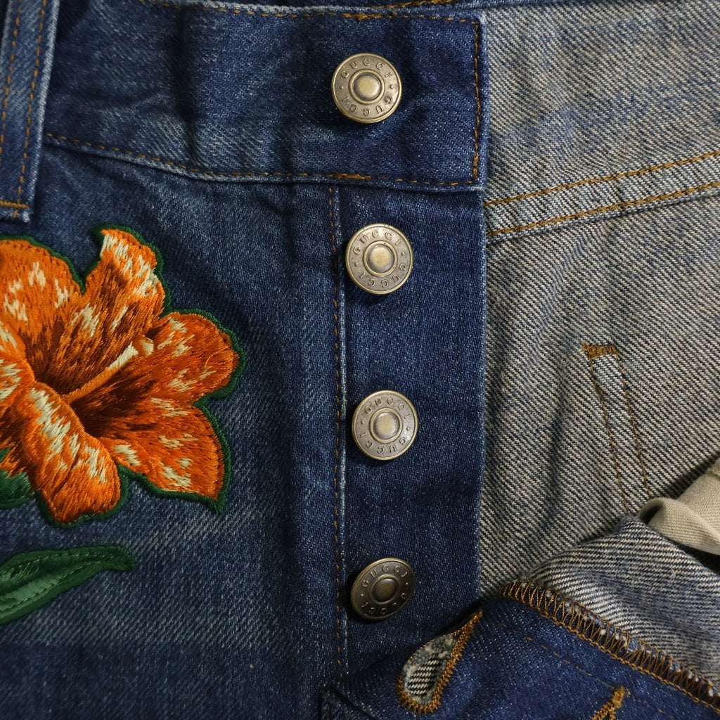 GUCCI(グッチ) 17AW Snake Embroidery Denim Pant スネーク刺繍 デニムパンツ インディゴ 430356