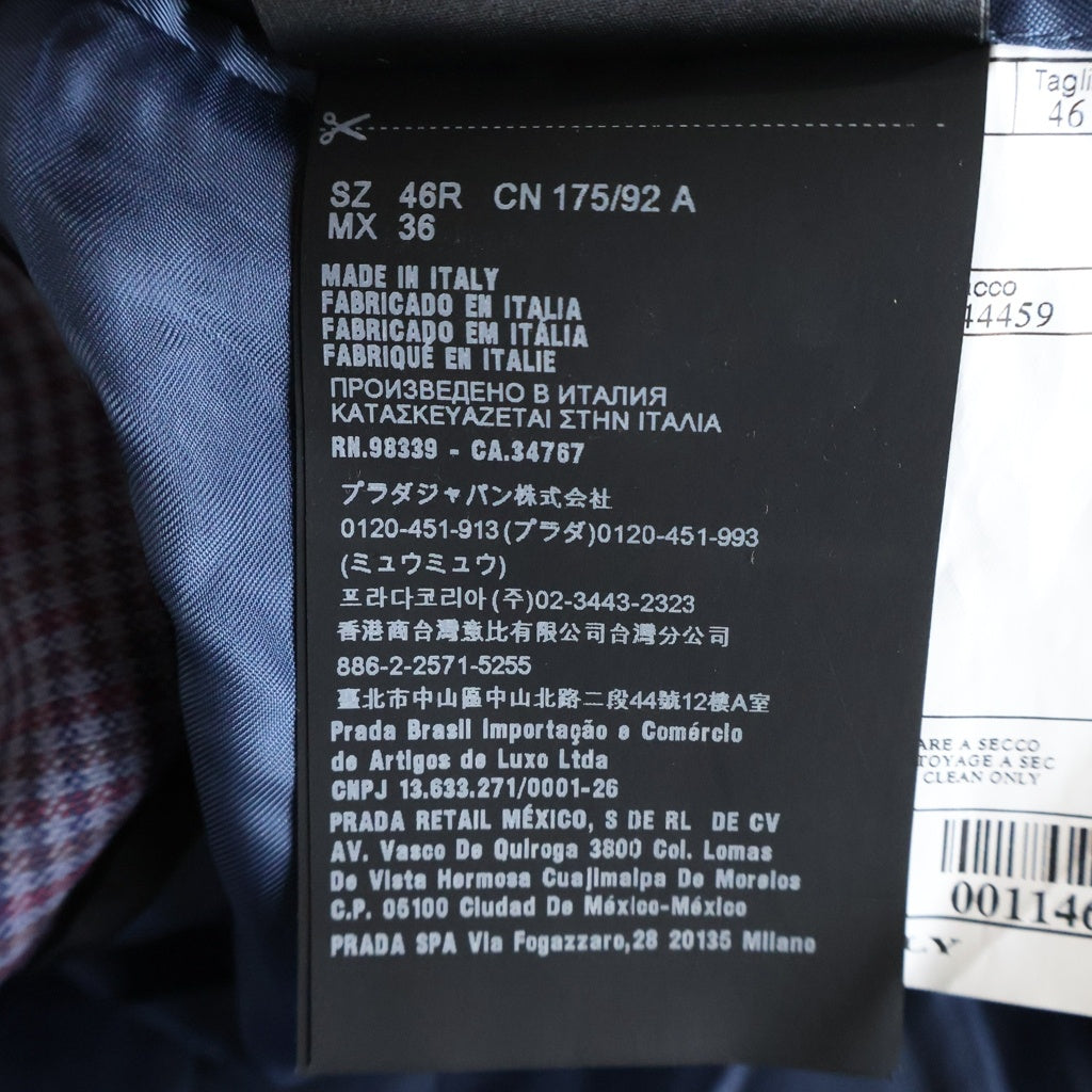 PRADA(プラダ) ノッチドラペル マイクロギンガムチェック テーラードジャケット パープル G38814