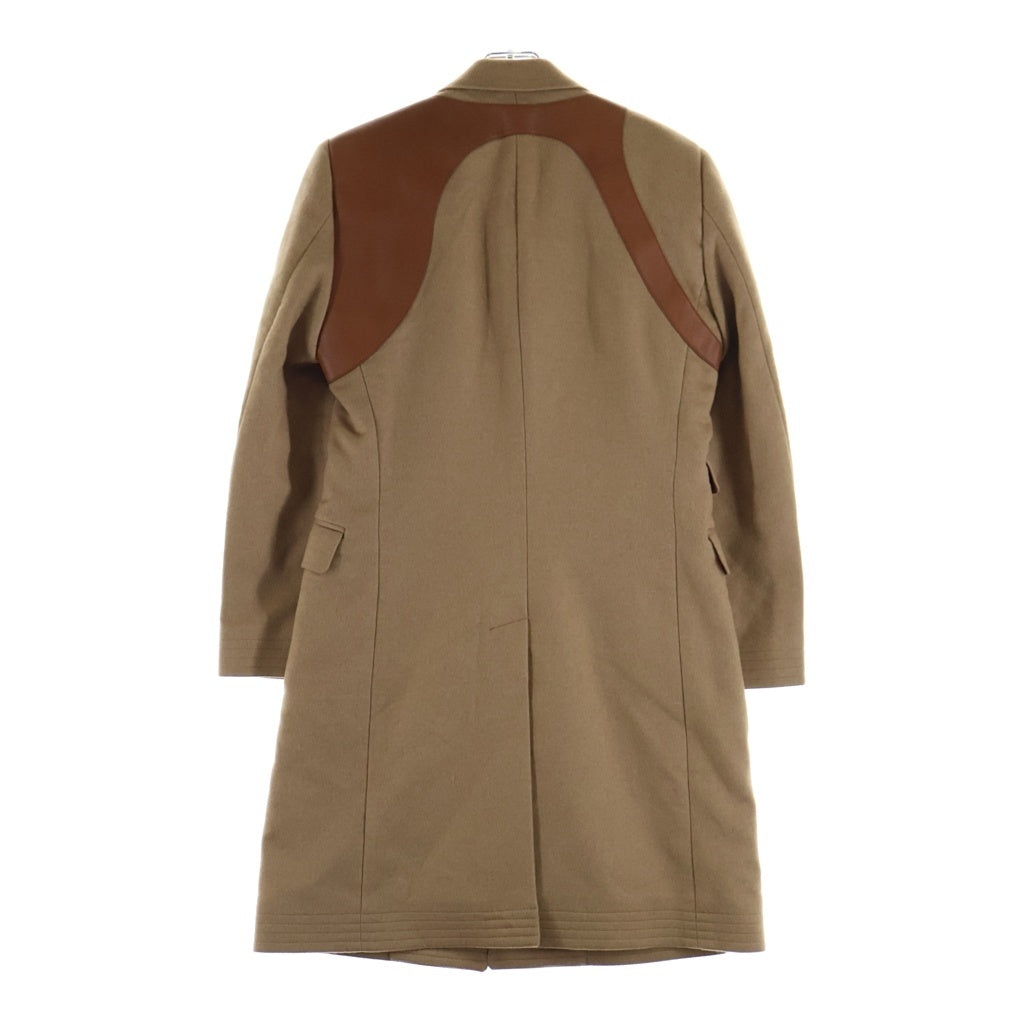 Alexander McQueen(アレキサンダーマックイーン) レザー切替 キャメル ウール チェスターコート ブラウン 574613 QNZ51