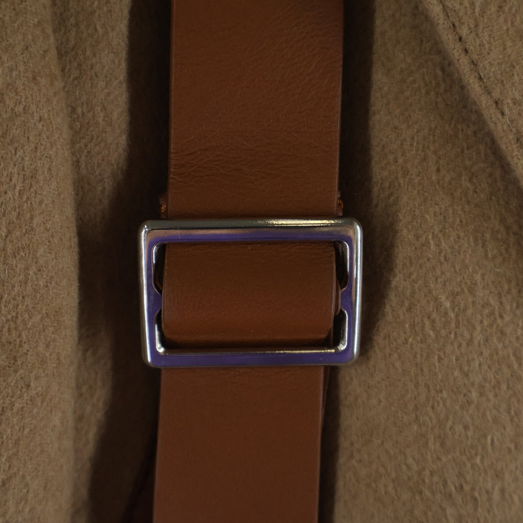 Alexander McQueen(アレキサンダーマックイーン) レザー切替 キャメル ウール チェスターコート ブラウン 574613 QNZ51