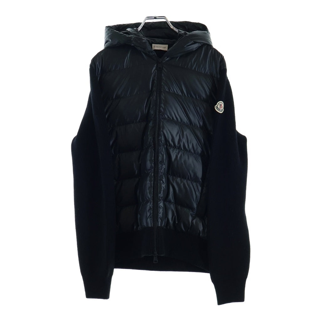 MONCLER(モンクレール) 25AW HOODED DOWN CARDIGAN TRICOT ニット切替 フーデッド ジップアップ ダウン ジャケット ブラック K20919B00041 M1131 レディース