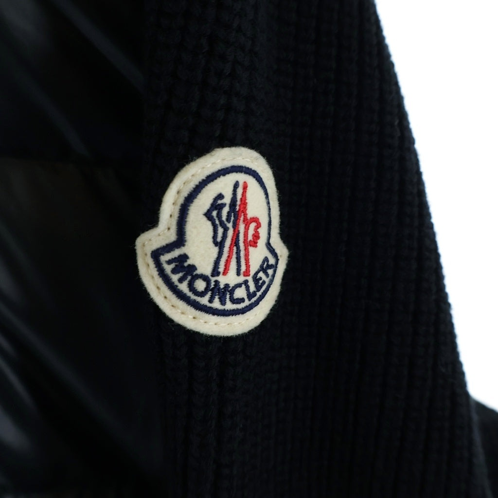 MONCLER(モンクレール) 25AW HOODED DOWN CARDIGAN TRICOT ニット切替 フーデッド ジップアップ ダウン ジャケット ブラック K20919B00041 M1131 レディース