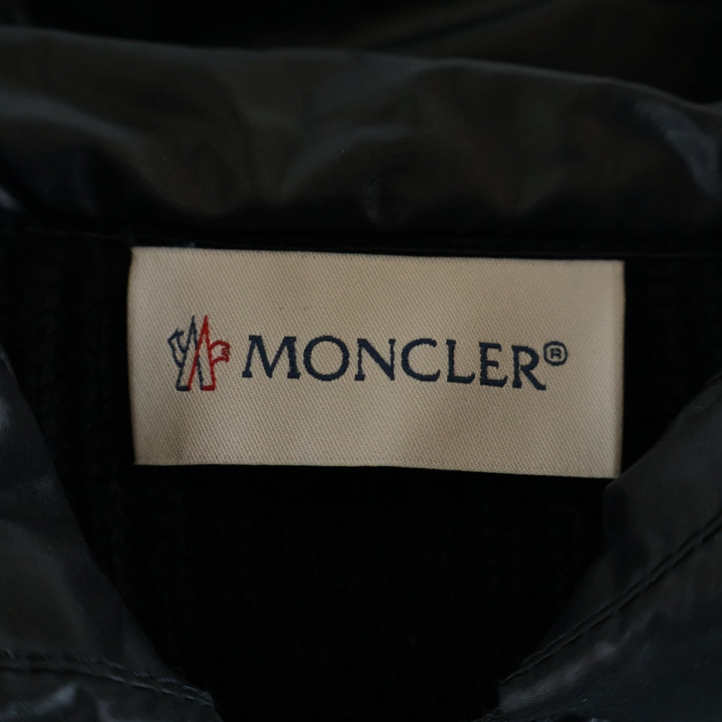 MONCLER(モンクレール) 25AW HOODED DOWN CARDIGAN TRICOT ニット切替 フーデッド ジップアップ ダウン ジャケット ブラック K20919B00041 M1131 レディース