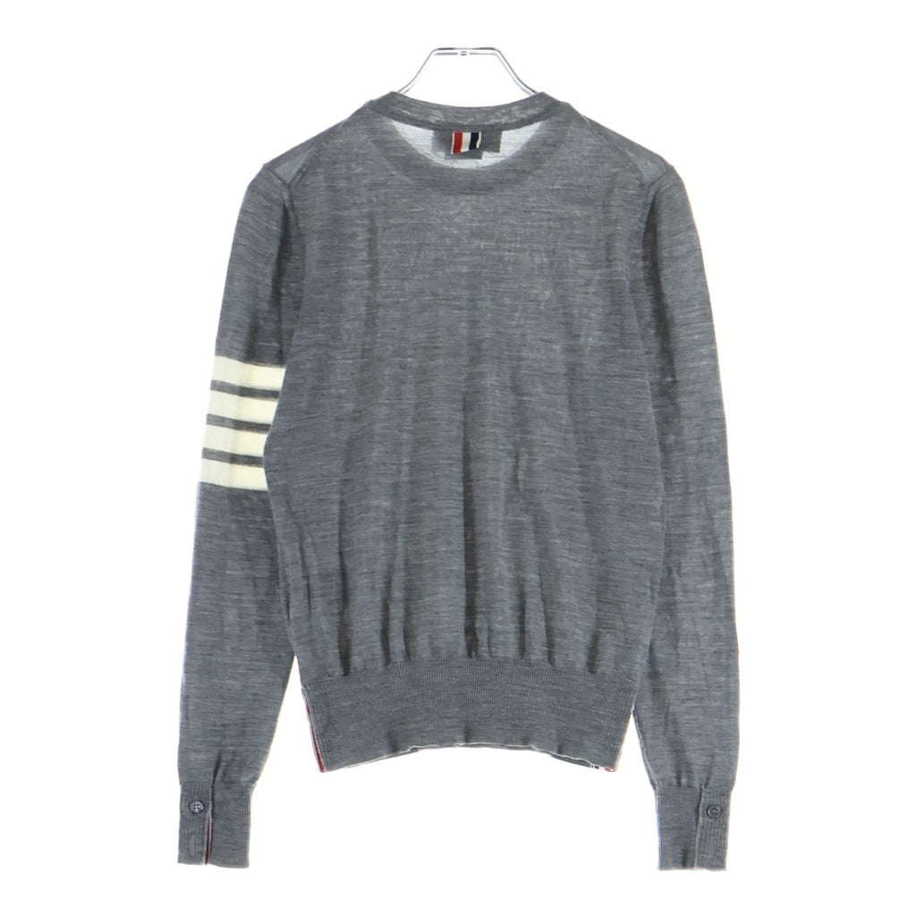 THOM BROWNE(トムブラウン) 4BAR クラシック メリノウール ラウンドネック プルオーバー ニット セーター グレー レディース FKA280A-Y1014-055