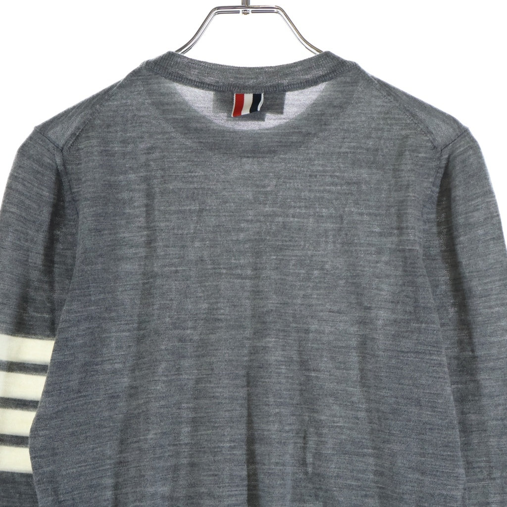 THOM BROWNE(トムブラウン) 4BAR クラシック メリノウール ラウンドネック プルオーバー ニット セーター グレー レディース FKA280A-Y1014-055
