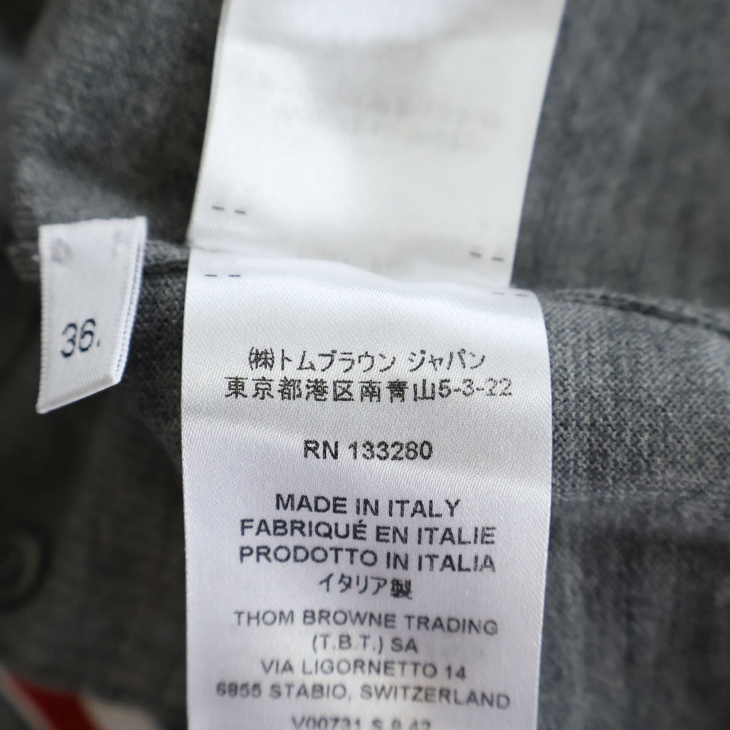 THOM BROWNE(トムブラウン) 4BAR クラシック メリノウール ラウンドネック プルオーバー ニット セーター グレー レディース FKA280A-Y1014-055
