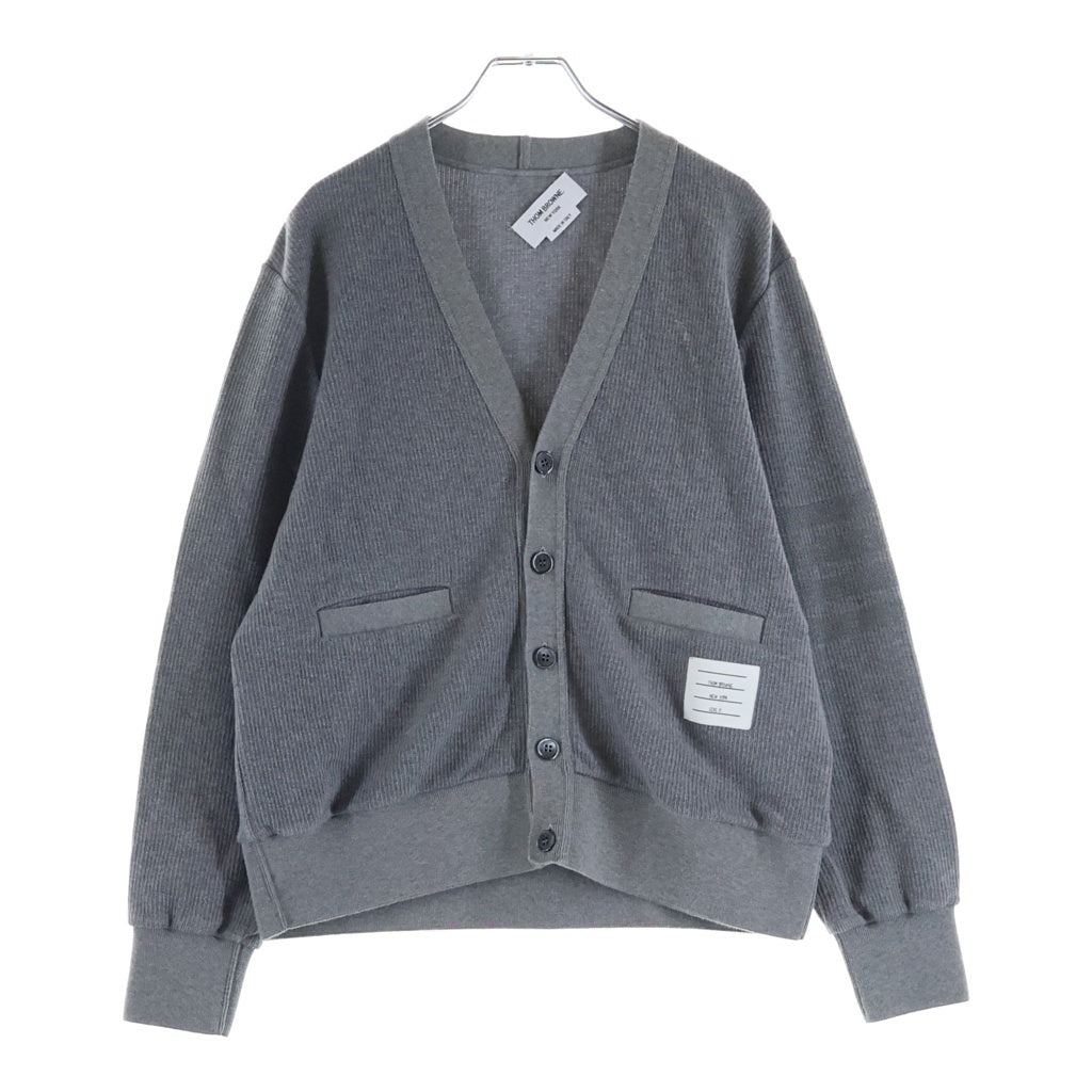 THOM BROWNE(トムブラウン) 4BAR コットン ニット Vネック カーディガン グレー MJT513A-J0191-055 レディース