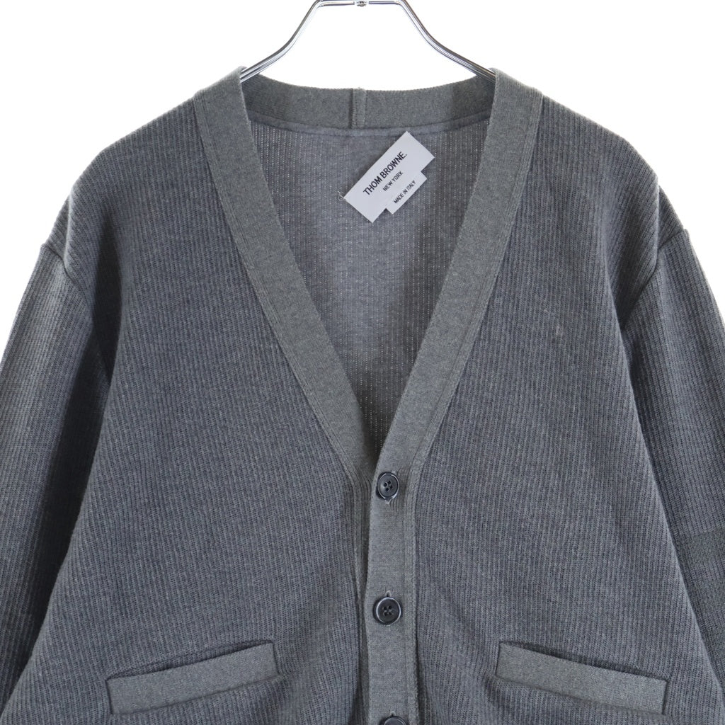 THOM BROWNE(トムブラウン) 4BAR コットン ニット Vネック カーディガン グレー MJT513A-J0191-055 レディース