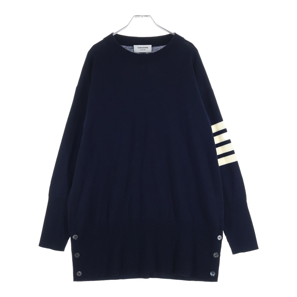 THOM BROWNE(トムブラウン) 4BAR コットン ニット クルーネック セーター ネイビー レディース FKA342A-Y1002-415