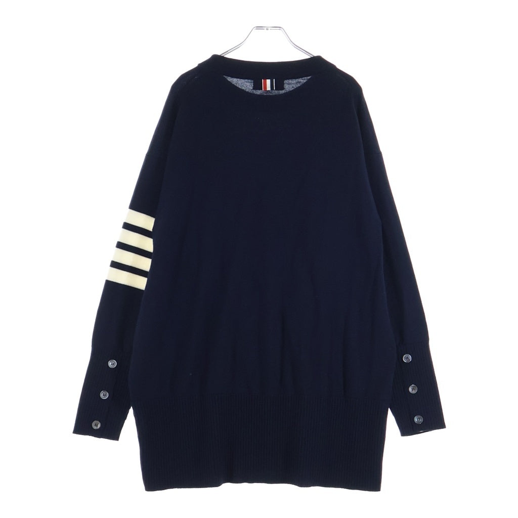 THOM BROWNE(トムブラウン) 4BAR コットン ニット クルーネック セーター ネイビー レディース FKA342A-Y1002-415