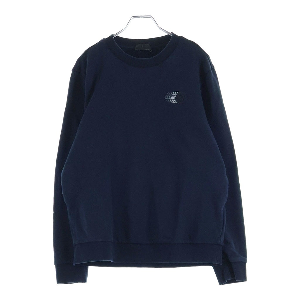 MONCLER(モンクレール) 25SS フロントロゴデザイン クルーネック ロングスリーブ スウェット トレーナー ネイビー K10918G00039 809KR