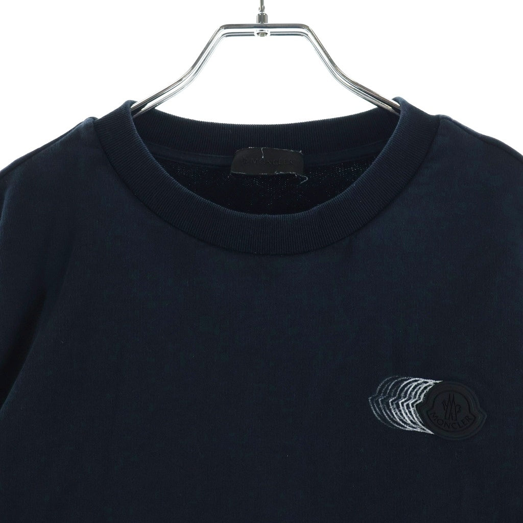 MONCLER(モンクレール) 25SS フロントロゴデザイン クルーネック ロングスリーブ スウェット トレーナー ネイビー K10918G00039 809KR