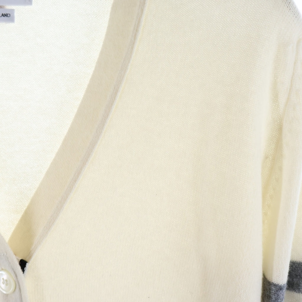 THOM BROWNE(トムブラウン) クラシック カシミヤ 4-BAR Vネック カーディガン ホワイト レディース FKC001A-00011-100