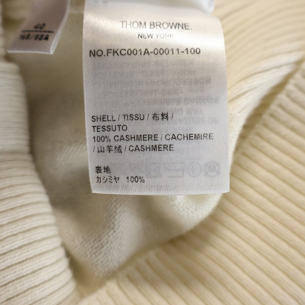 THOM BROWNE(トムブラウン) クラシック カシミヤ 4-BAR Vネック カーディガン ホワイト レディース FKC001A-00011-100