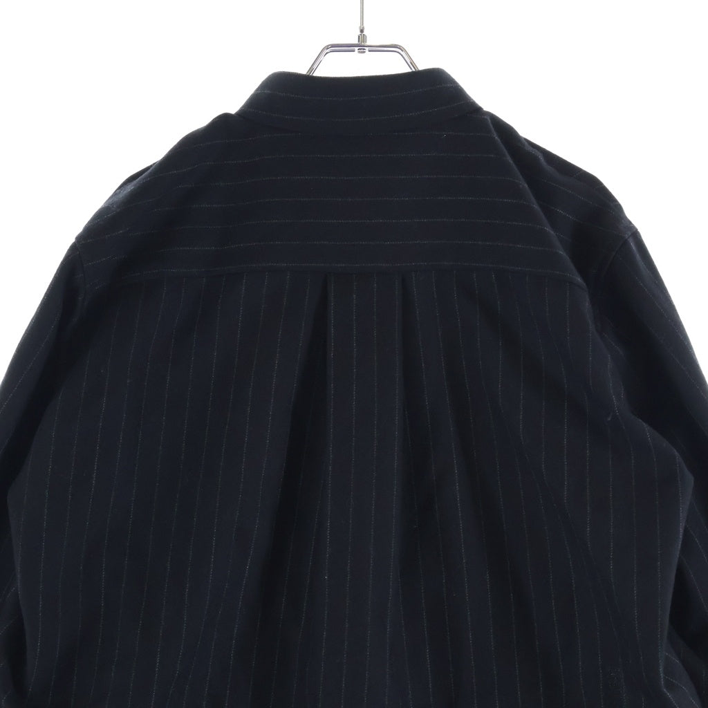 Sacai(サカイ) 23AW ストライプ ナイロン スカート ドッキング 長袖シャツジャケット ドレス ブラック レディース 23-06985