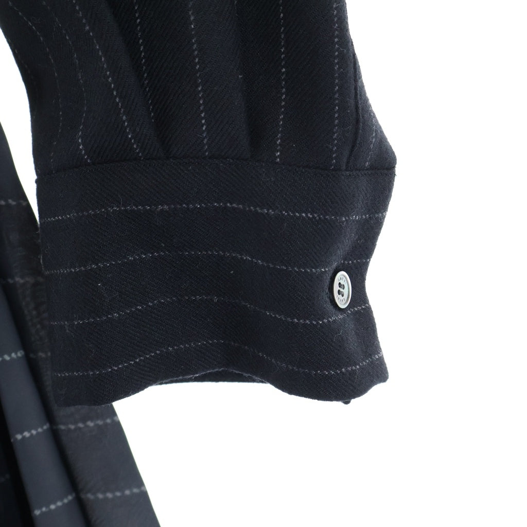 Sacai(サカイ) 23AW ストライプ ナイロン スカート ドッキング 長袖シャツジャケット ドレス ブラック レディース 23-06985