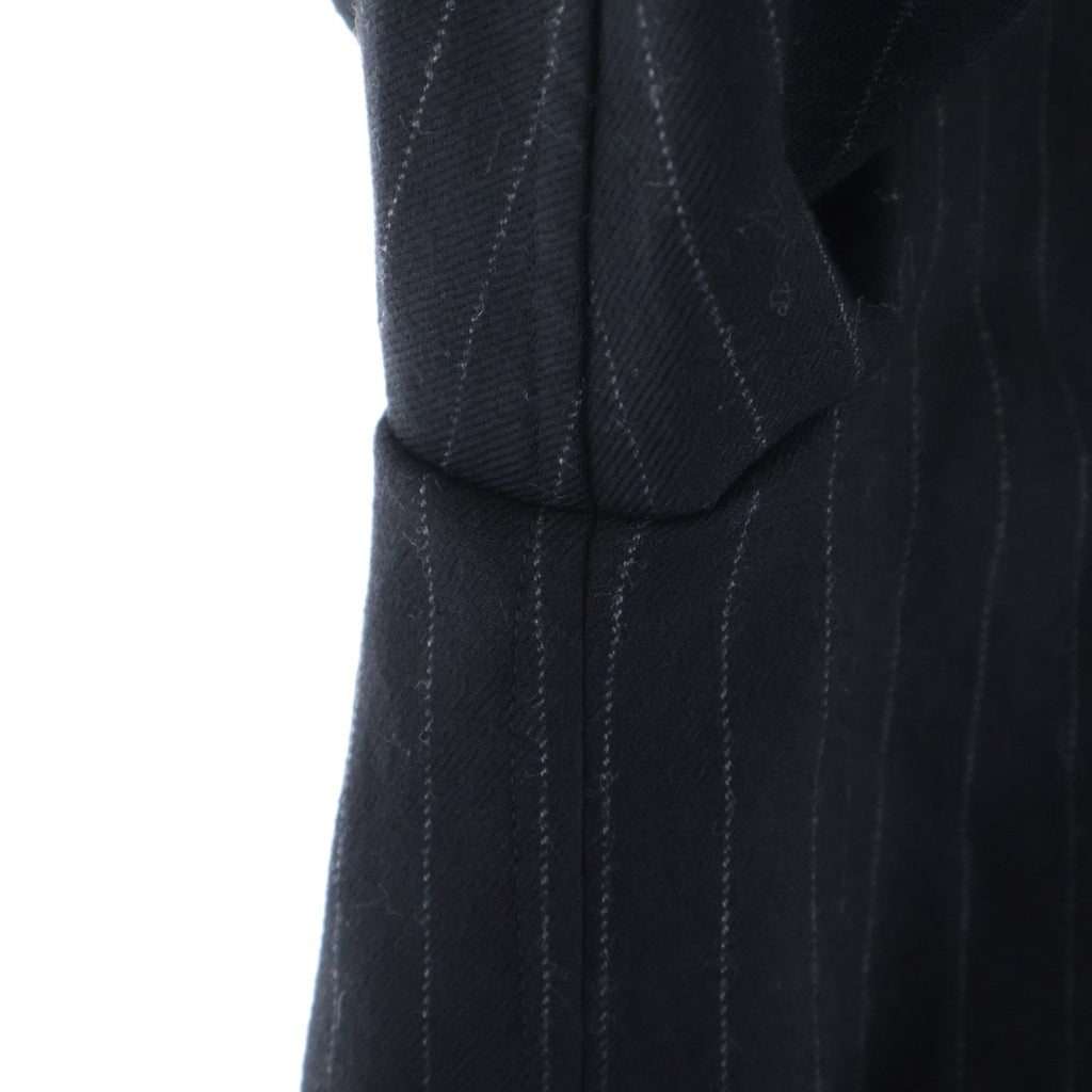 Sacai(サカイ) 23AW ストライプ ナイロン スカート ドッキング 長袖シャツジャケット ドレス ブラック レディース 23-06985