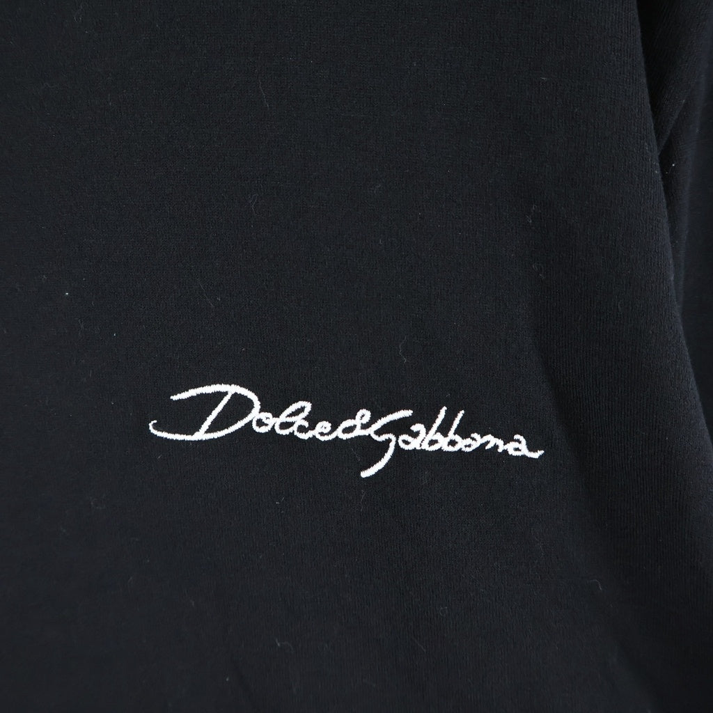DOLCE & GABBANA(ドルチェアンドガッバーナ) ロゴ刺繍 コットン クルーネック 長袖Tシャツ カットソー ブラック G8SD2Z/G7PEA