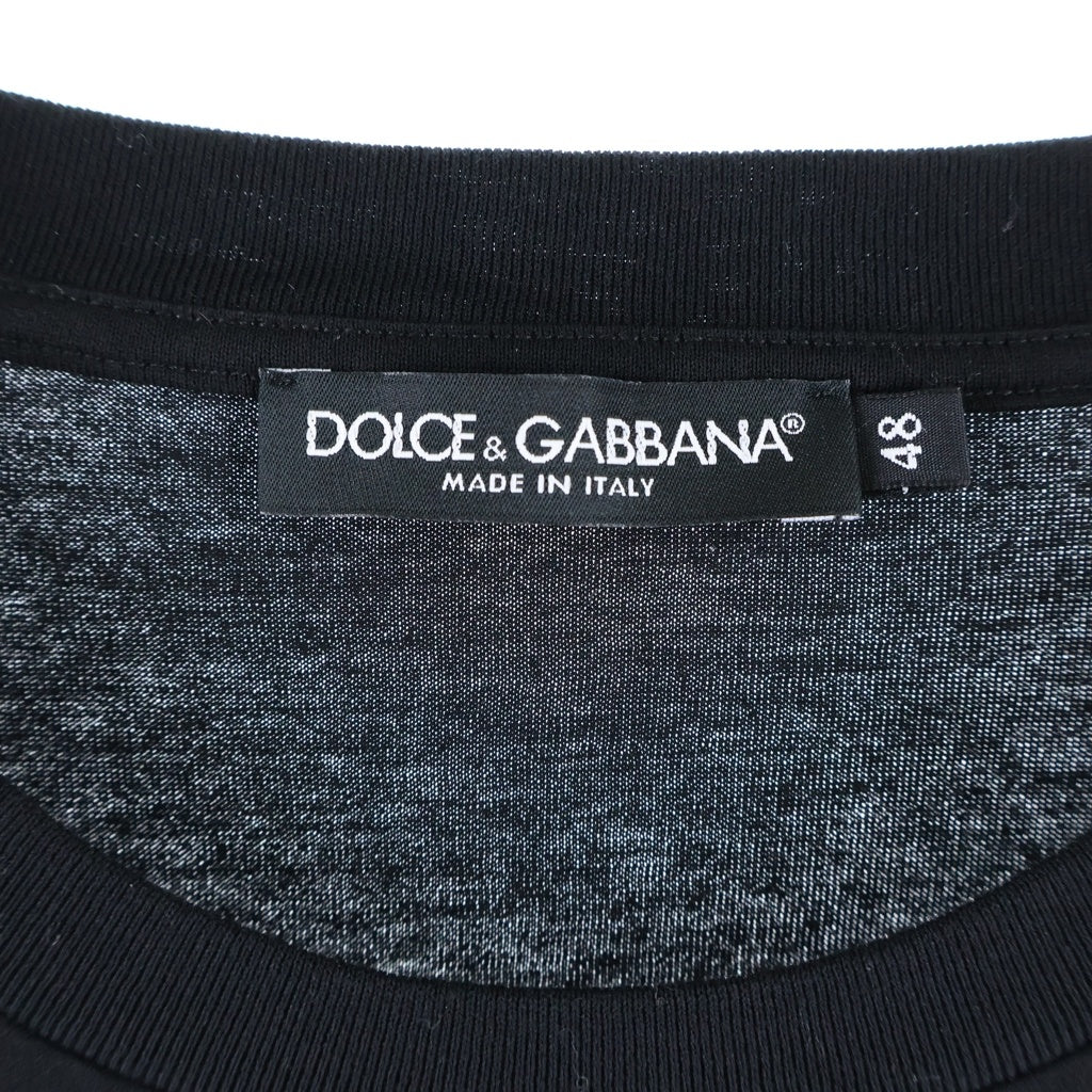 DOLCE & GABBANA(ドルチェアンドガッバーナ) ロゴ刺繍 コットン クルーネック 長袖Tシャツ カットソー ブラック G8SD2Z/G7PEA