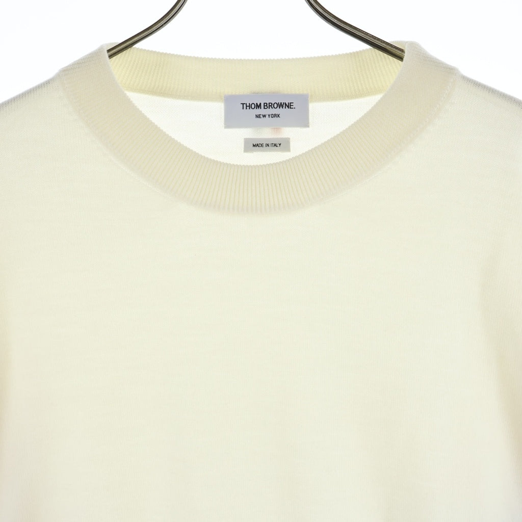THOM BROWNE(トムブラウン) 4BAR コットン ニット クルーネック セーター ホワイト レディース FKA342A-Y1002100
