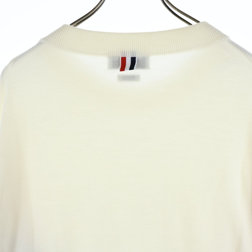 THOM BROWNE(トムブラウン) 4BAR コットン ニット クルーネック セーター ホワイト レディース FKA342A-Y1002100