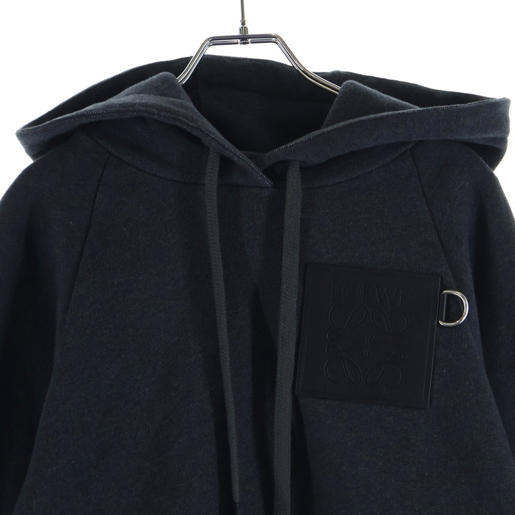 LOEWE(ロエベ) 25SS レザーアナグラム パッチ クロップド コットン フーディー プルオーバー スウェット パーカー グレー レディース S359Y25X30