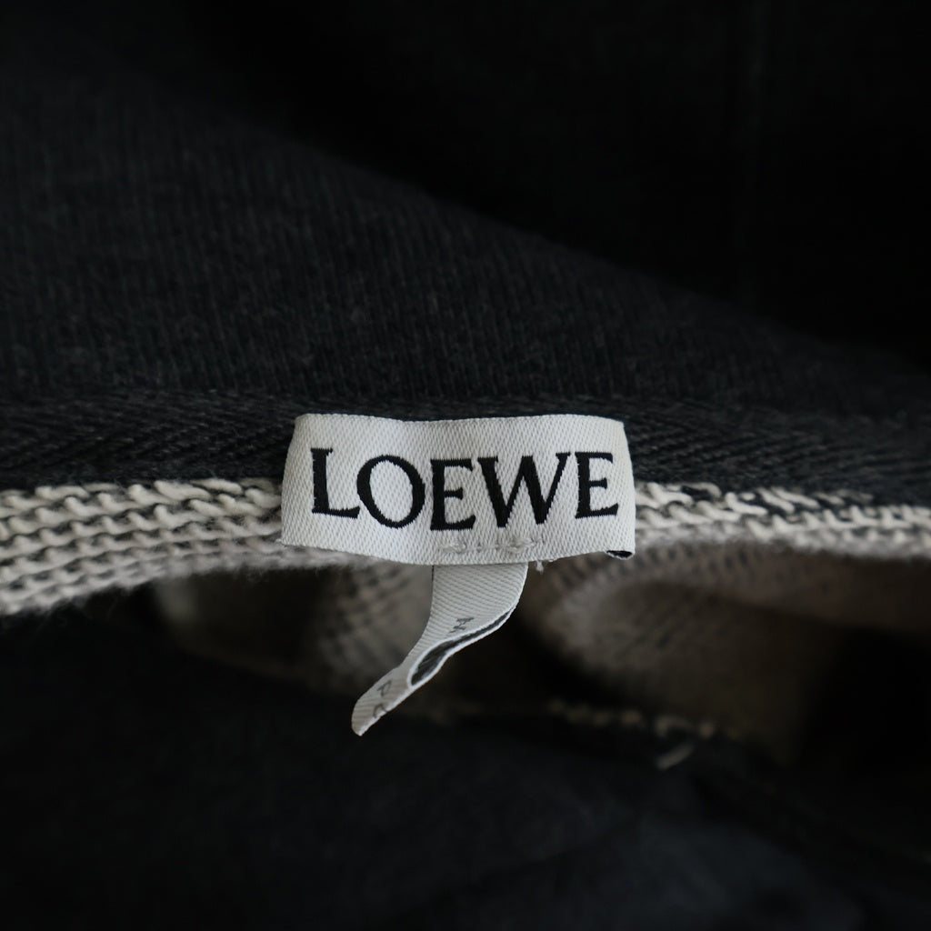 LOEWE(ロエベ) 25SS レザーアナグラム パッチ クロップド コットン フーディー プルオーバー スウェット パーカー グレー レディース S359Y25X30
