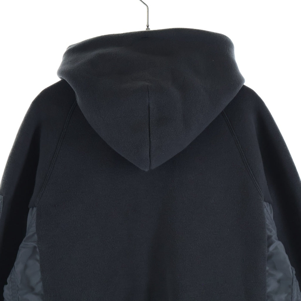 Sacai(サカイ) 25SS Sponge Sweat Nylon Twill Hoodie ナイロンツイル スポンジスウェット ドッキング プルオーバーパーカー グレー SCM-220