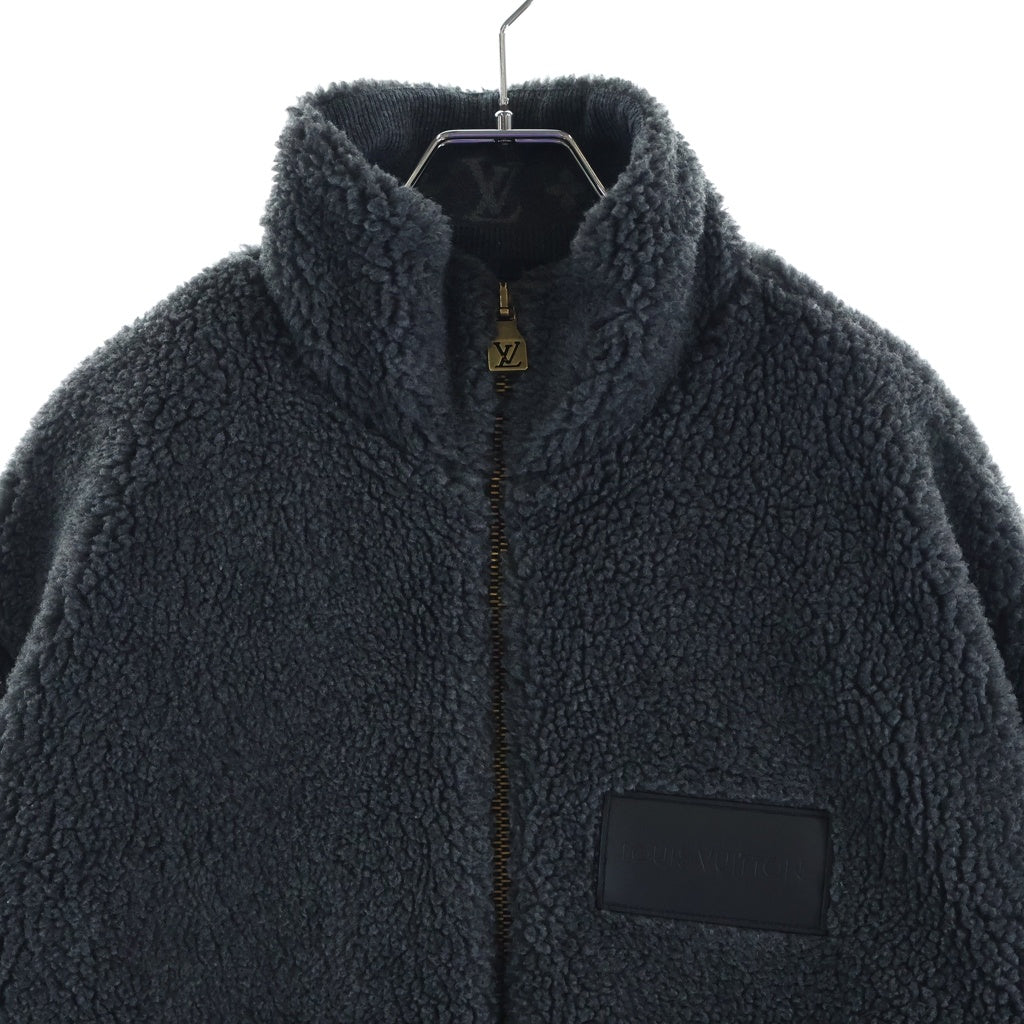 LOUIS VUITTON(ルイヴィトン) 25AW レザーパッチ モノグラム フリースブルゾン ジップアップジャケット グレー RM252MQ TDK HSY42W