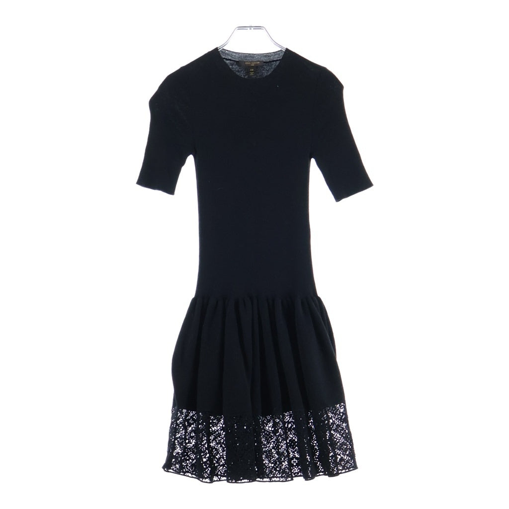 LOUIS VUITTON(ルイヴィトン) 13AW Wool Lace Knit Dress ウール レースデザイン ニットドレス ワンピース ブラック レディース RW132 F 4KD08OD8