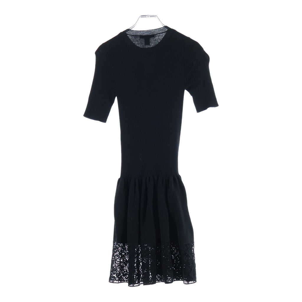 LOUIS VUITTON(ルイヴィトン) 13AW Wool Lace Knit Dress ウール レースデザイン ニットドレス ワンピース ブラック レディース RW132 F 4KD08OD8