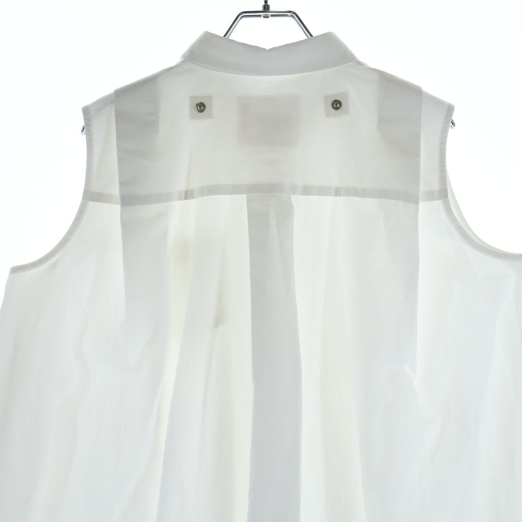 Sacai(サカイ) 25AW Poplin×Cotton Knit Dress ポプリン コットン ノースリーブ ドレス シャツ ホワイト 25-08169 レディース