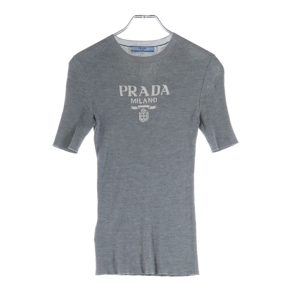 PRADA(プラダ) ロゴ入り シルク クルーネックセーター グレー レディース P24T1F