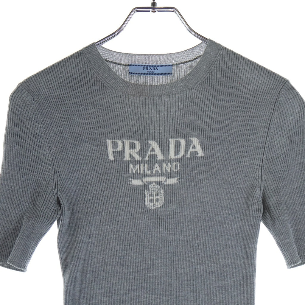 PRADA(プラダ) ロゴ入り シルク クルーネックセーター グレー レディース P24T1F