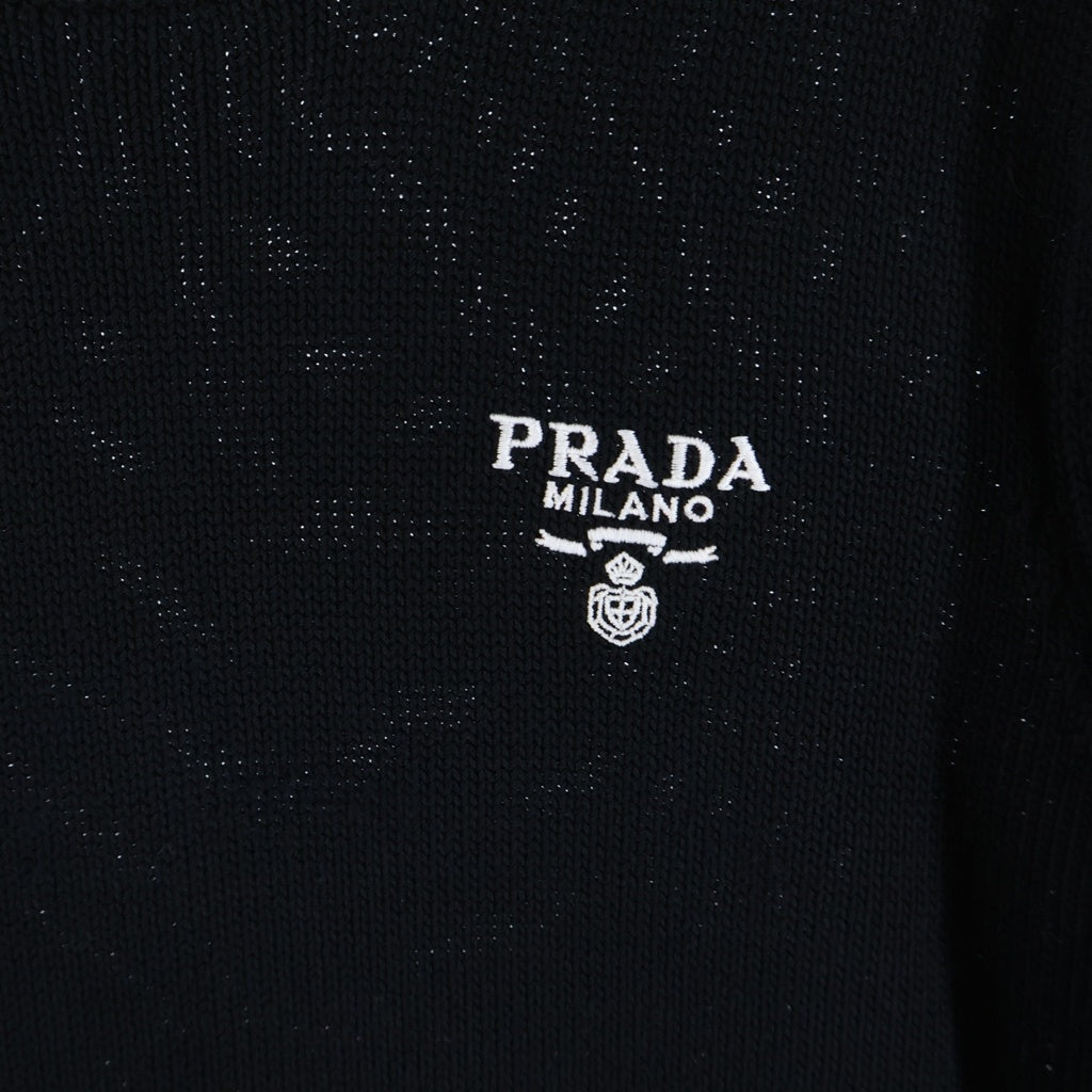 PRADA(プラダ) Logo Embroidery Knit Dress ロゴ刺繍 ニットドレス ワンピース レディース ブラック 23955 S231 1Z05