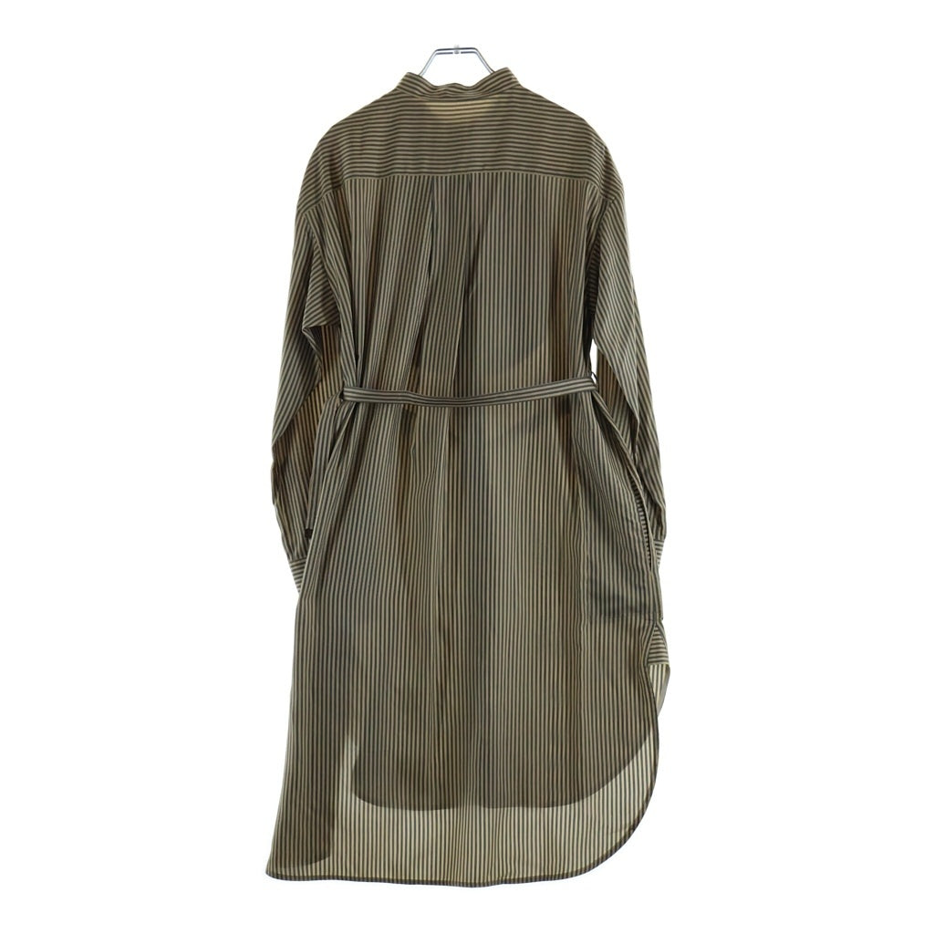 LOUIS VUITTON(ルイヴィトン) 24SS ストライプ スタンドカラー シルク 長袖シャツ ブラウス ゴールド/グレー レディース RW241WW CAN FQDR24