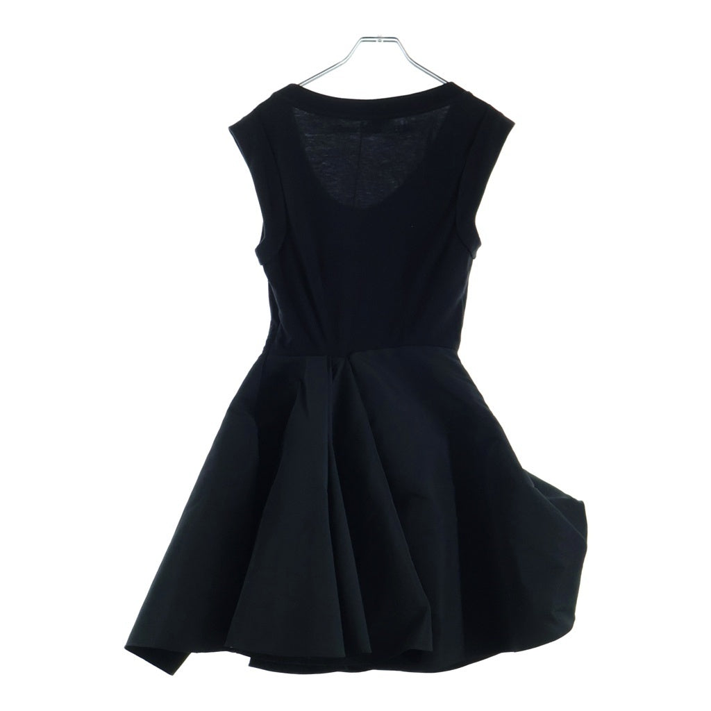 Alexander McQueen(アレキサンダーマックイーン) ナイロン切替 ドッキングデザイン ノースリーブ カクテルドレス ワンピース ブラック 745369 レディース