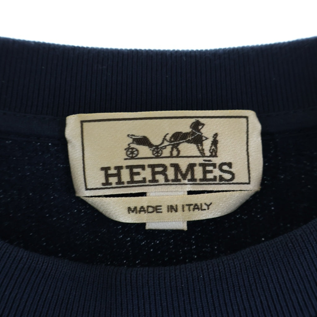HERMES(エルメス) フロントHパズルデザイン ラウンドネック ロングスリーブ 長袖スウェット トレーナー ネイビー H557810HA レディース