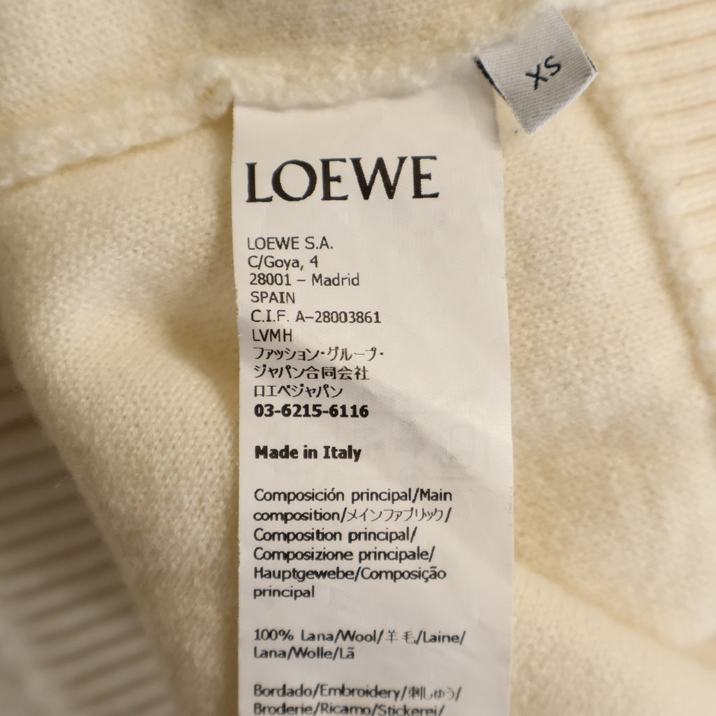 LOEWE(ロエベ) アナグラムロゴ刺繍 ポリエステル ニット セーター アイボリー レディース S359Y14GJ