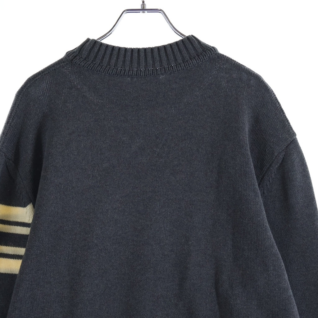 MONCLER(モンクレール) 25AW ストライプスリーブ ロゴ コットン ニット セーター グレー K20919C00009 レディース