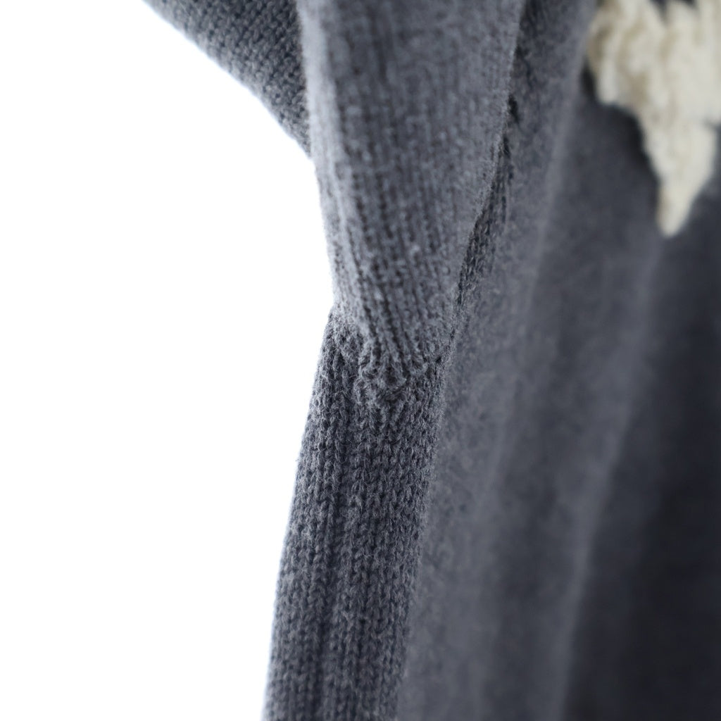 MONCLER(モンクレール) 25AW ストライプスリーブ ロゴ コットン ニット セーター グレー K20919C00009 レディース